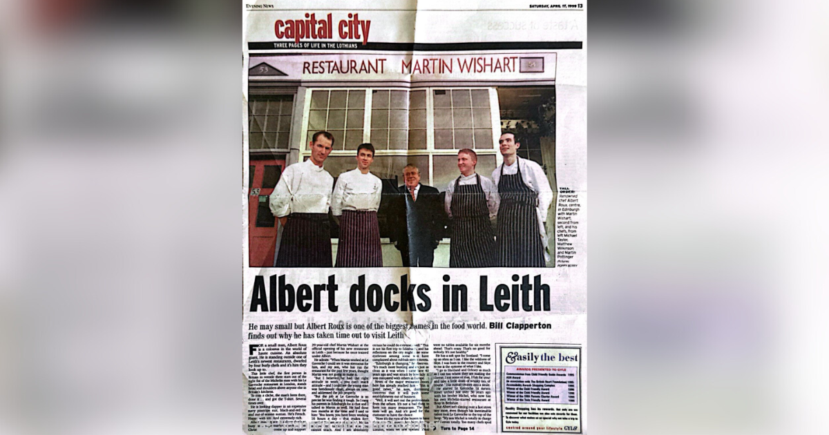 Albert Roux visited Restaurant Martin Wishart in 1999